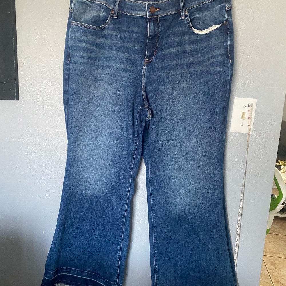 Lane Bryant Dark Blue Flare Jeans Raw hem 22X30